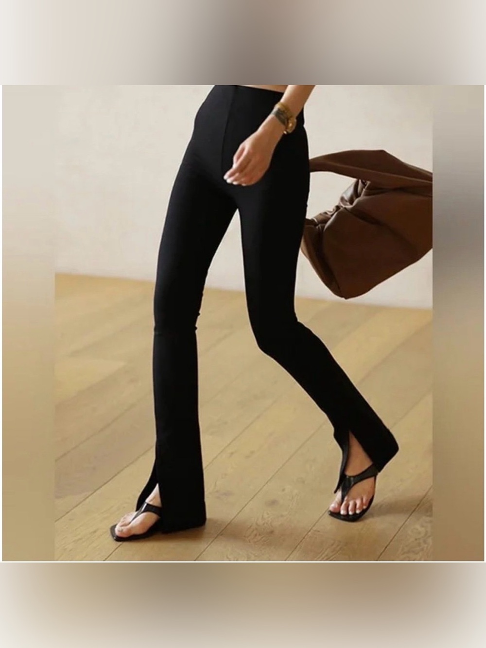 Zara High-Rise Tech Split-Hem leggins, Size L